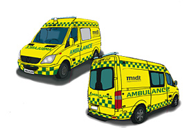 Leverandøren af ambulancetjenesten har forpligtet sig til at køre i gule og grønne ambulancer