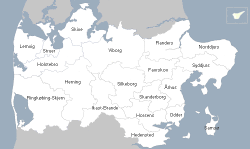 Kort over kommunerne i Region Midtjylland