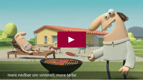 Illustration er screendump. Videoen omhandler inspirationsfilm til boligejere om mulighederne for at forebygge og sikre egen grund mod de øgede mængder nedbør som klimaforandringerne medfører. 