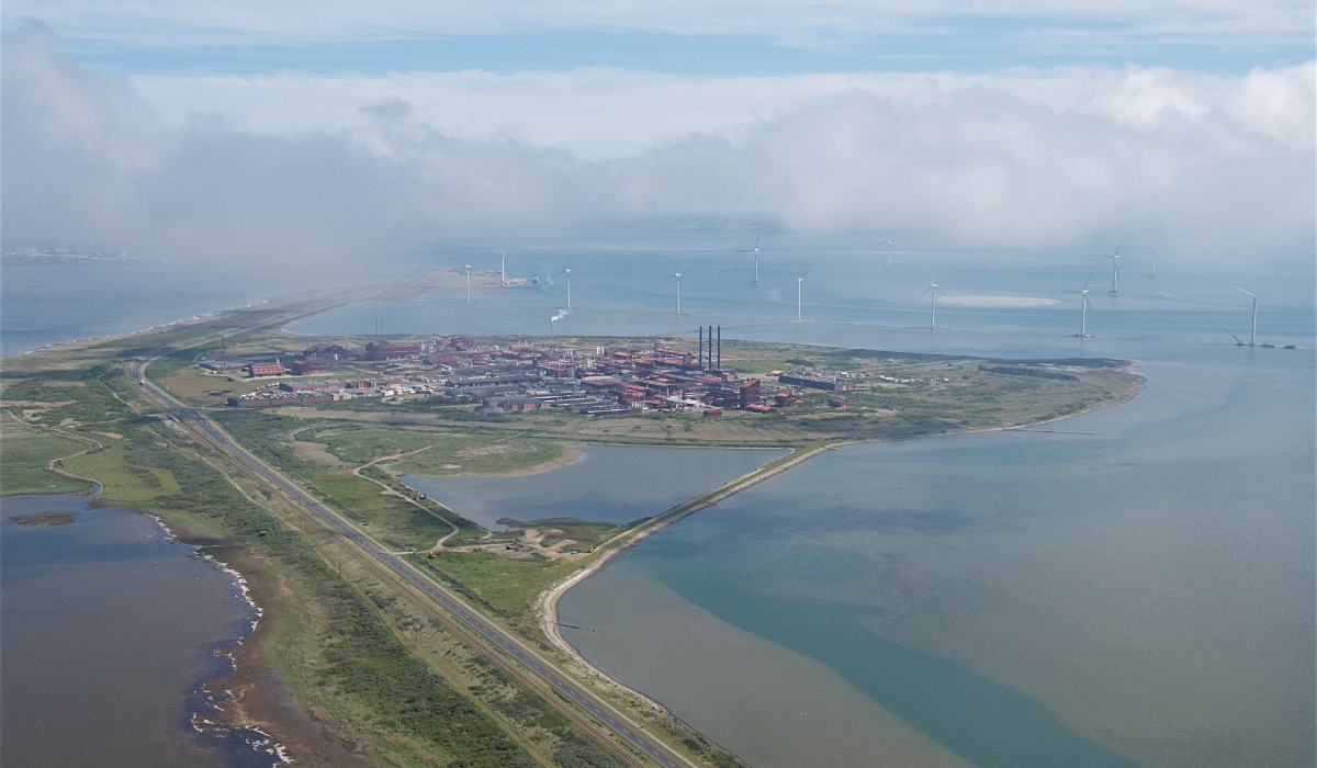 Luftfoto af Rønland på Harboøre Tange. Her ligger FMC's virksomhed i dag, som tidligere var kendt under navnet Cheminova. Foto: Region Midtjylland 